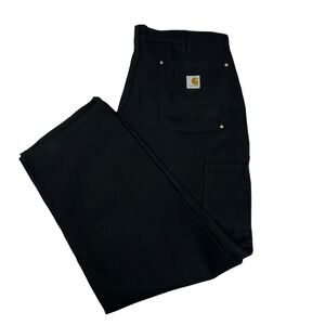 Carhartt Black Double Knee Work Dungaree Pants 38x30 Canvas Duck Carpenter
